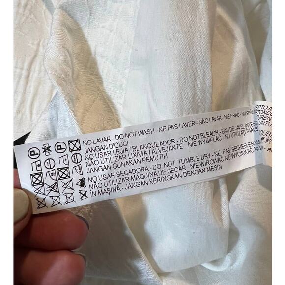 ZARA Basic Collection SZ S White Embossed Jacket Black Belt Chic Minimalist - Picture 10 of 14